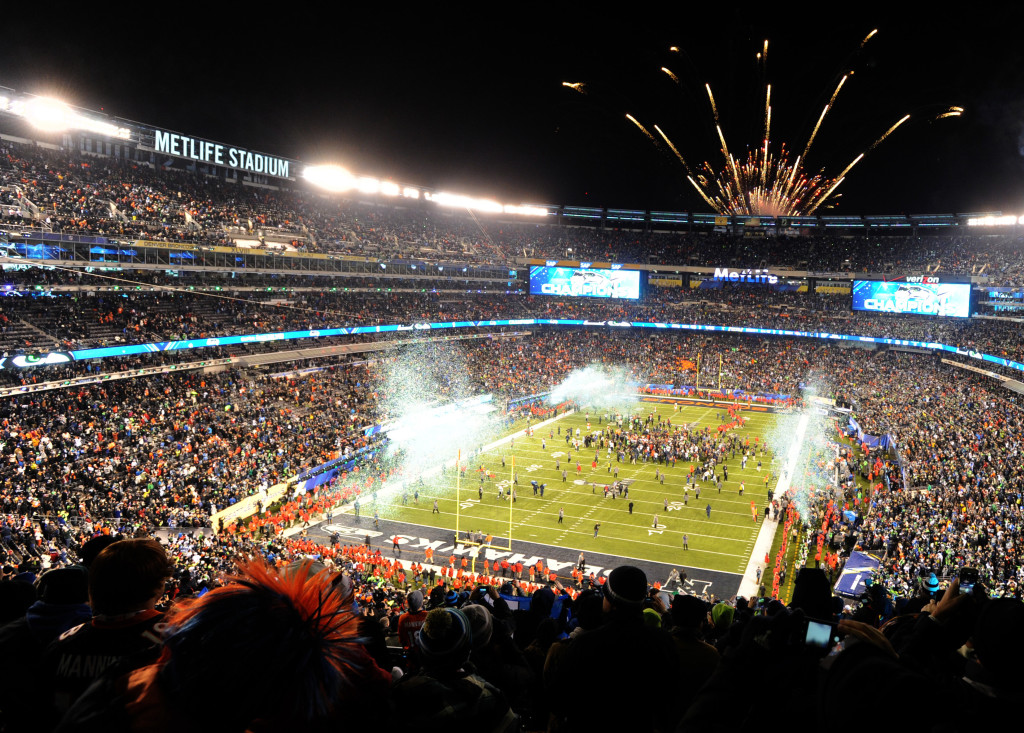 Fireworks go off as the Seattle Seahawks win following the Super Bowl XLVIII at MetLife Stadium in East Rutherford, New Jersey on February 2, 2014. The Seattle Seahawks whipped the Denver Broncos 43-8 in the first Super Bowl held in a cold weather site. UPI/Dennis Van Tine